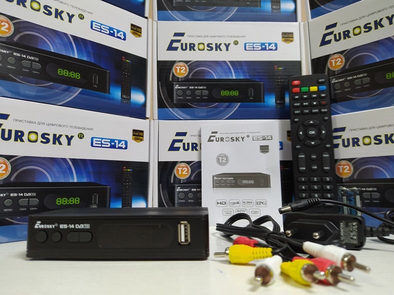 Приставка Т2 тюнер EuroSky ES-14 DVB-T2/C Youtube IPTV MeGoGo ресивер