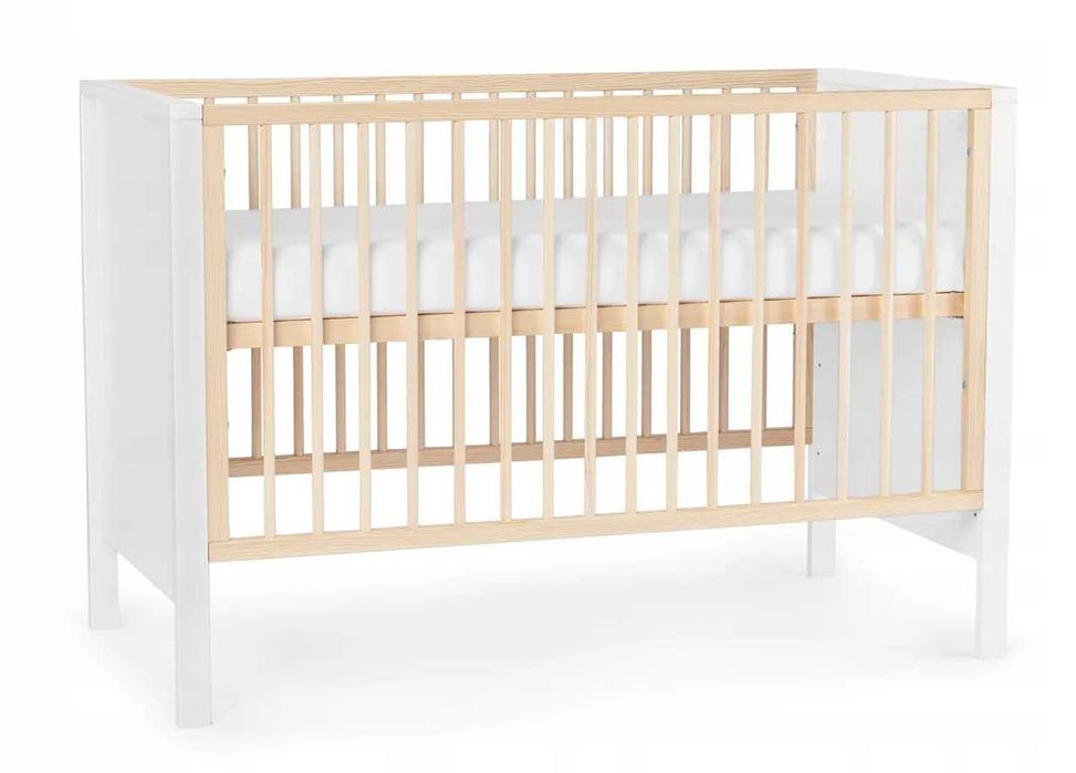 Drewniane łóżeczko dziecięce Kinderkraft MIA 60x120 cm białe