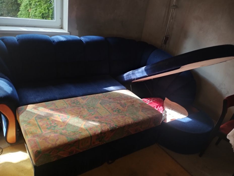 Naroznik niebieski rozkladany funkcja spania okazja