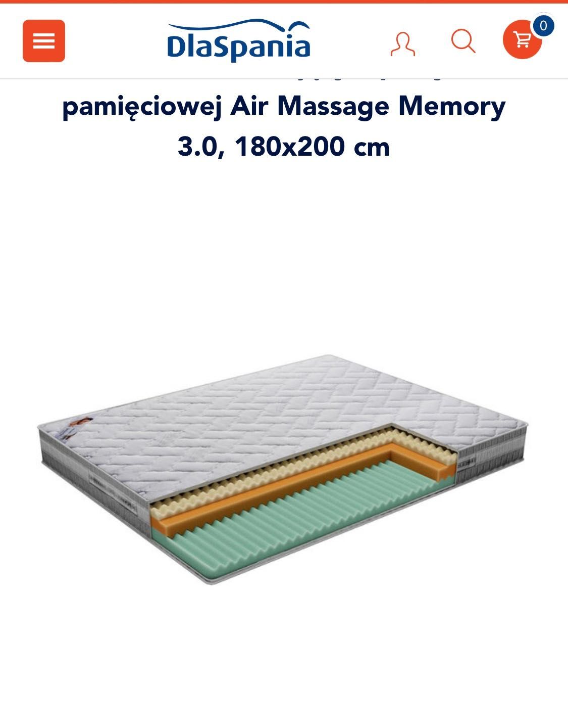 Komfortowy Materac 180x200 Air Massage Memory - jak nowy