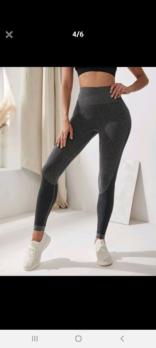Legginsy szare melanż ombre sombre czarne sportowe gym shark strong