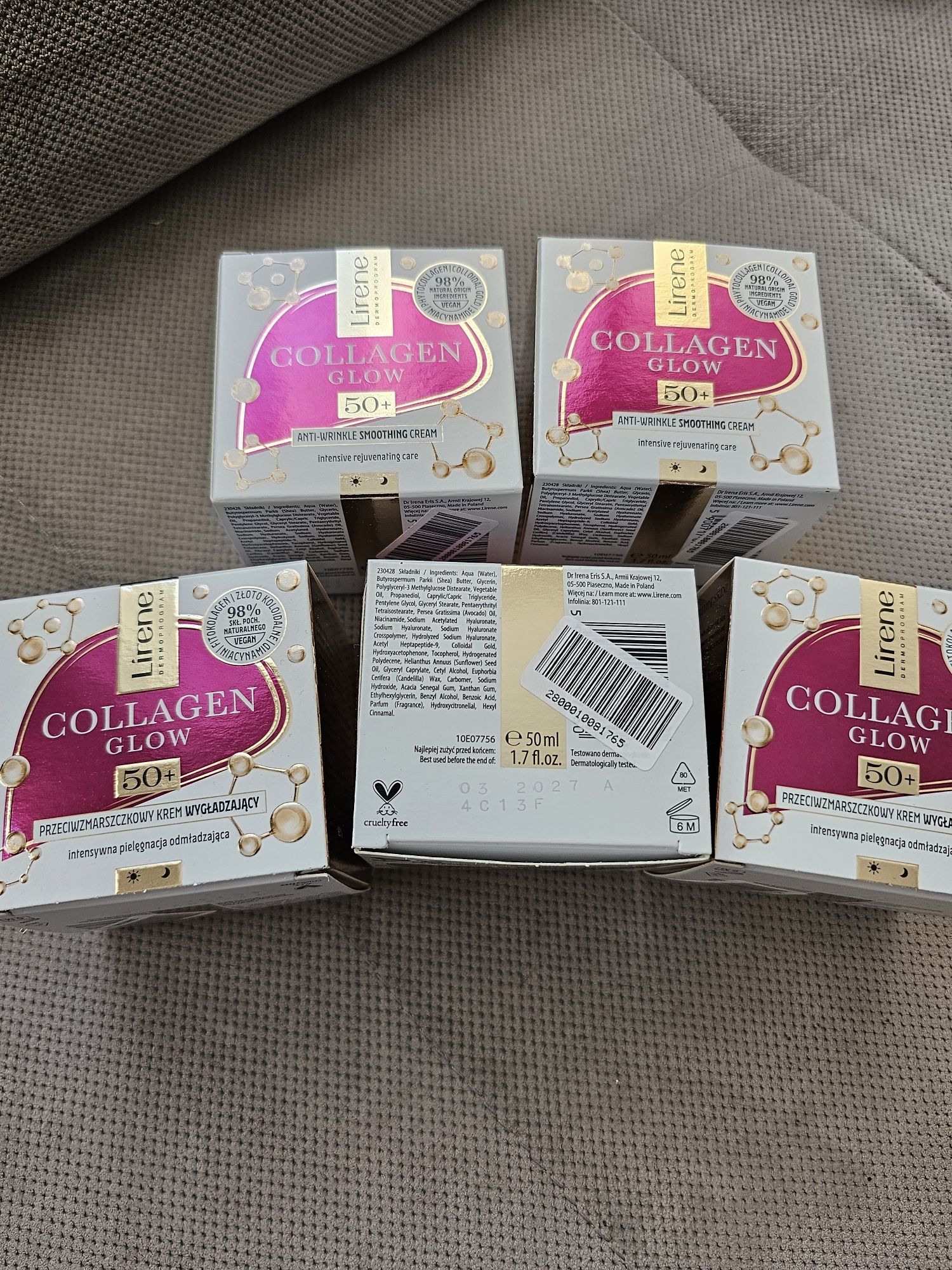 5x LIRENE Collagen Glow przeciwzmarszczkowy krem wygładzający
