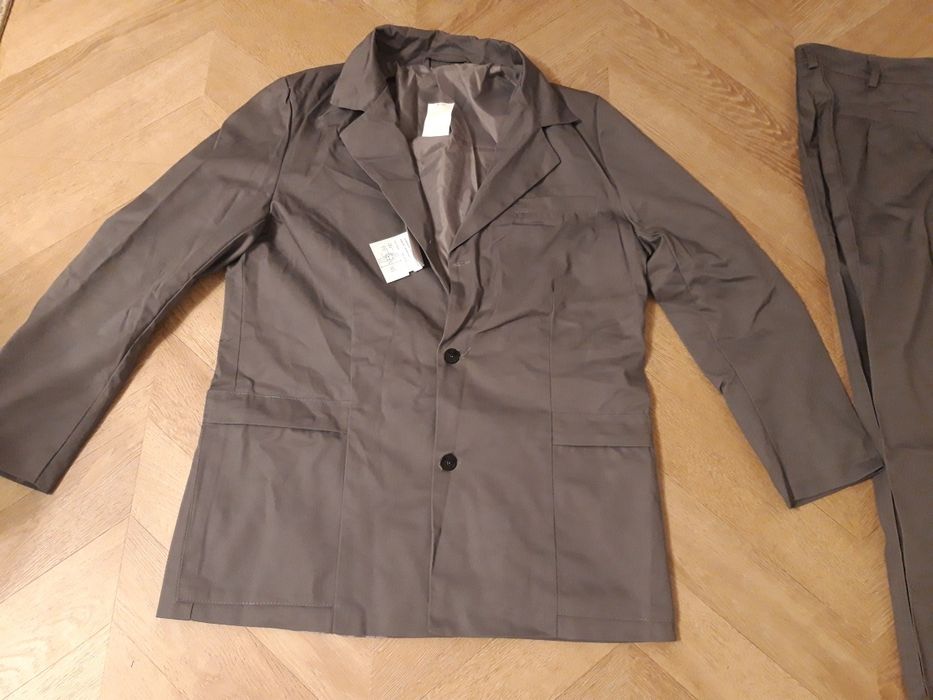 Ubranie robocze, drelich, szare i granatowe