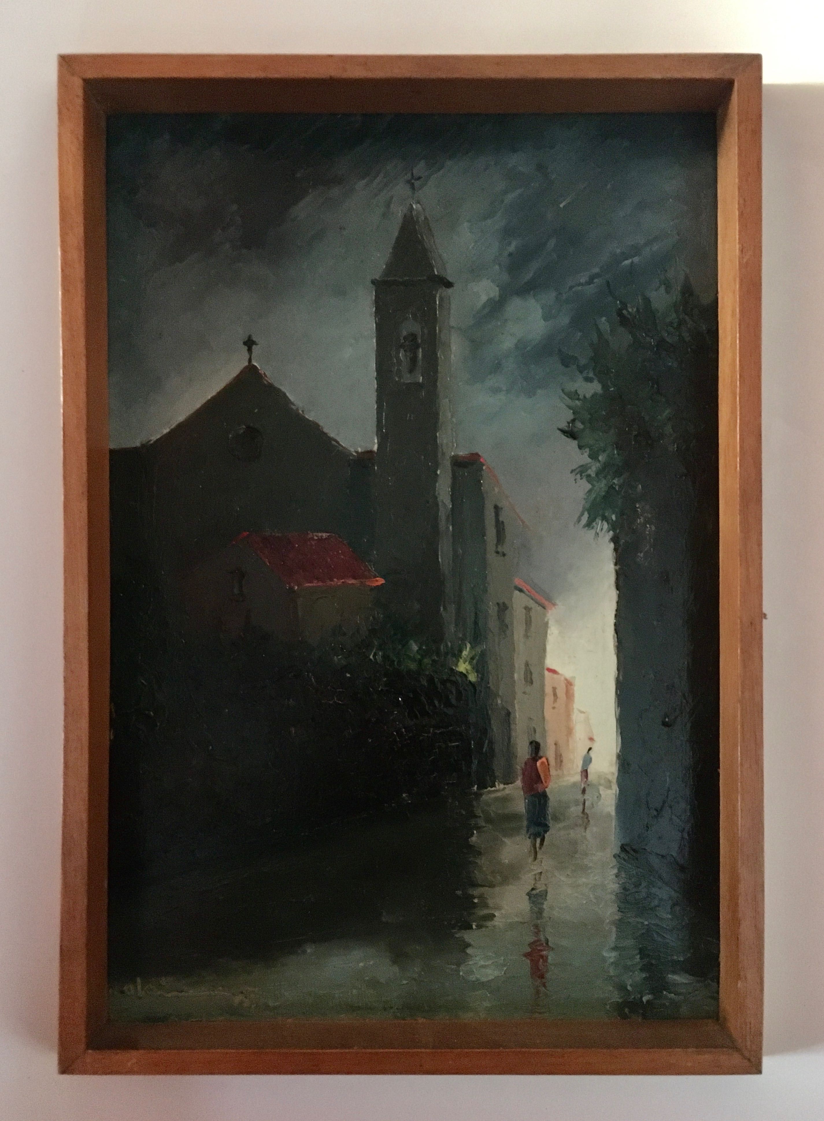 PEDRO OLAIO - 1953 - óleo sobre cartão - 25,5 x 19 cm/s