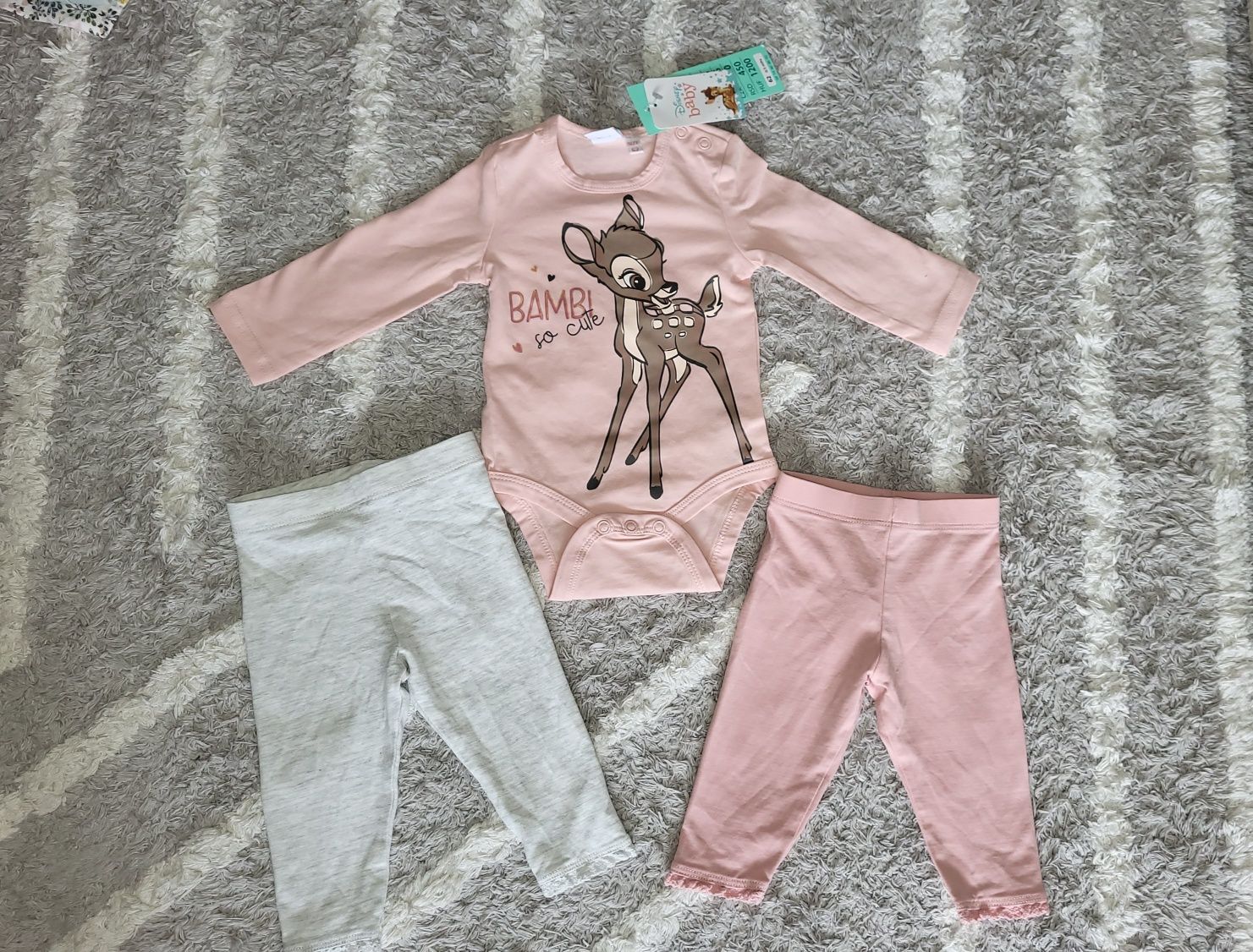 62/68 zestaw nowe body legginsy bambi disney f&f fred&flo