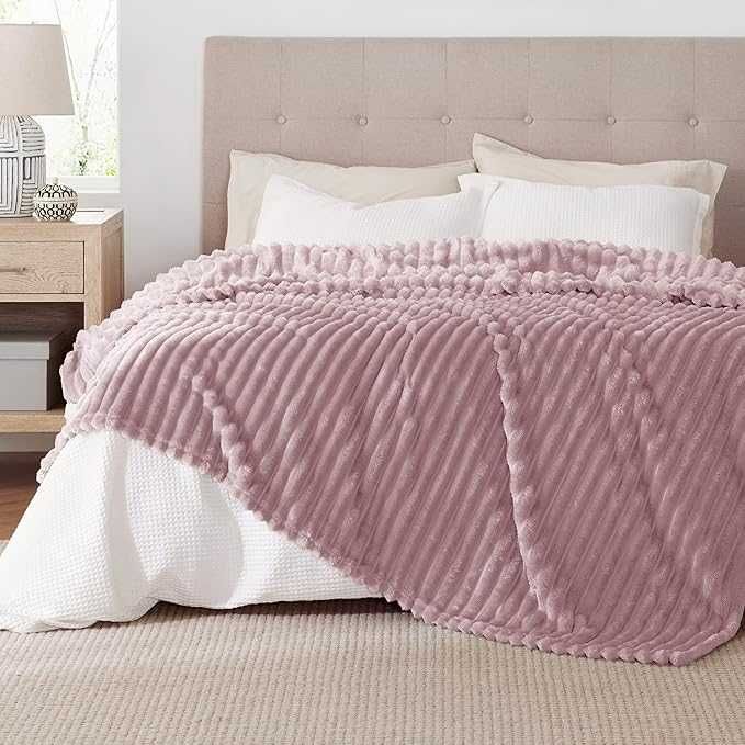 Koc Bedsure polarowy duży 230 cm x 270 cm różowy
