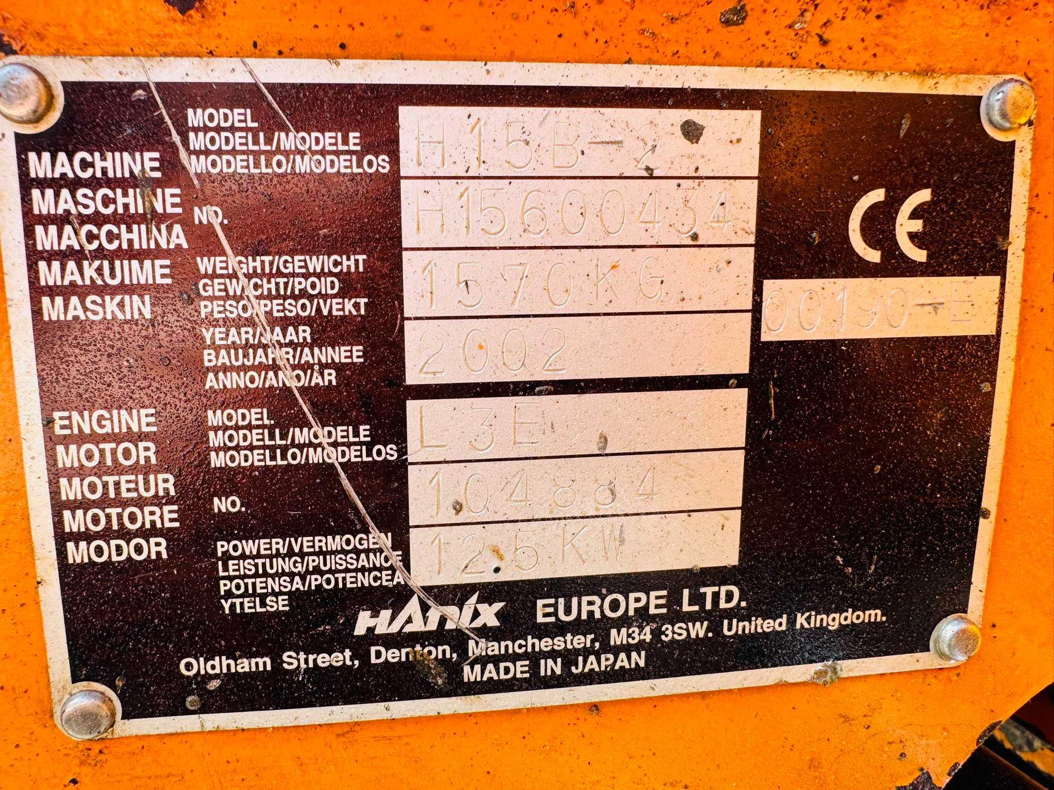 Minikoparka Hanix H15B-2, 2002r., mocny silnik, nowe gąsienice