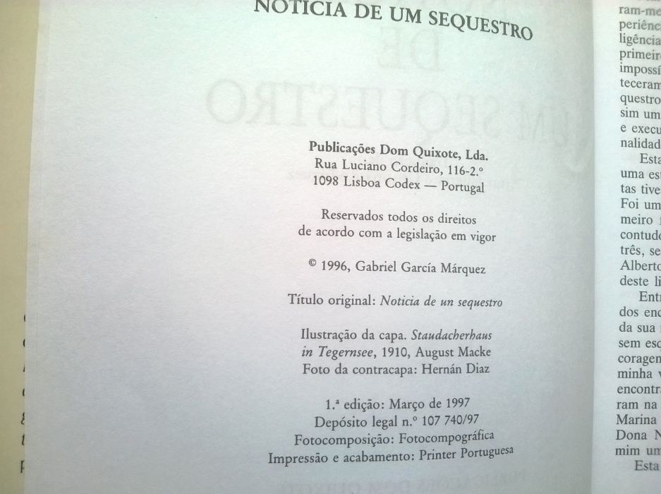 Notícia de um Sequestro (1.ª edição) - Gabriel Garcia Márquez