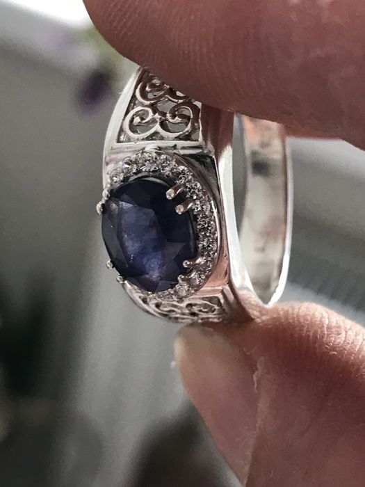 Кольцо перстень сапфир серебро
