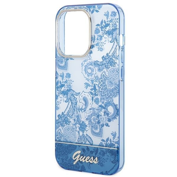 Etui Guess Porcelain Collection iPhone 14 Pro 6,1" Niebieskie