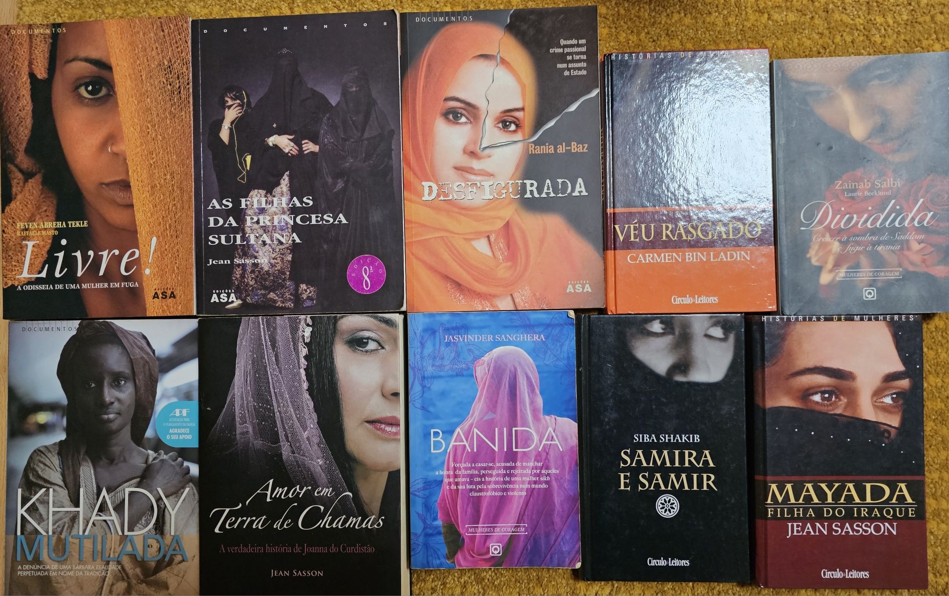 Variados livros sobre acontecimentos reais