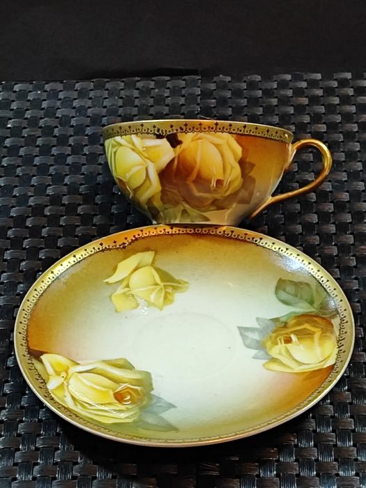 Porcelana Lettin DUO mokka złocona 24K Au Kolekcjonerska