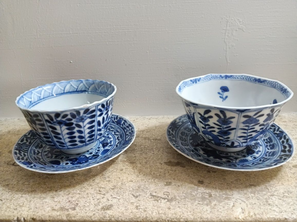 Dois conjuntos de xícara de chá, porcelana chinesa