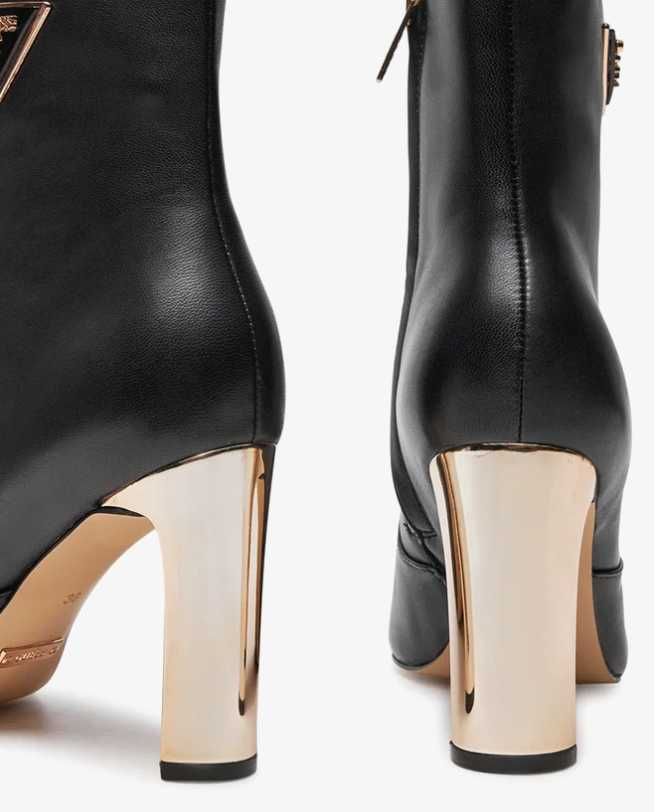 Guess Botki na obcasie Caitte FLDCAT LEA10 Czarne skórzane Premium R40