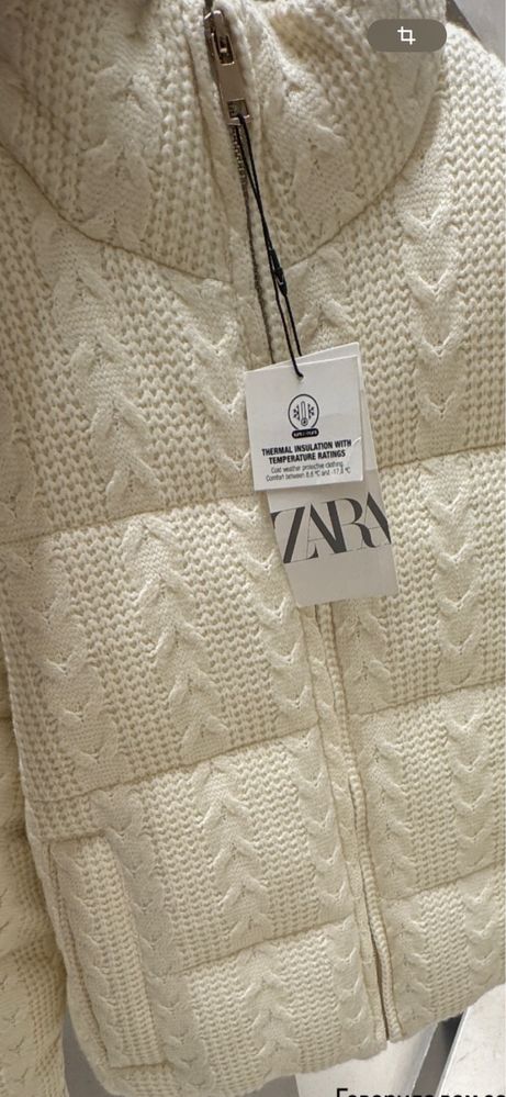 Пуховик новий Zara молочного кольору