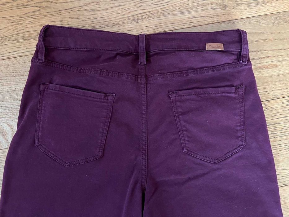 Bordowe spodnie z niskim stanem (skiny fit), Massimo Dutti - 38/M