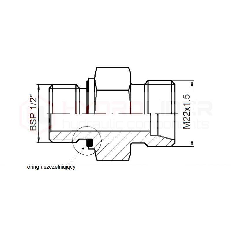 Przyłącze hydrauliczne proste nypel 1/2 - 22