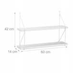 Półka wisząca 60 cm 2 poziomy biała relaxdays