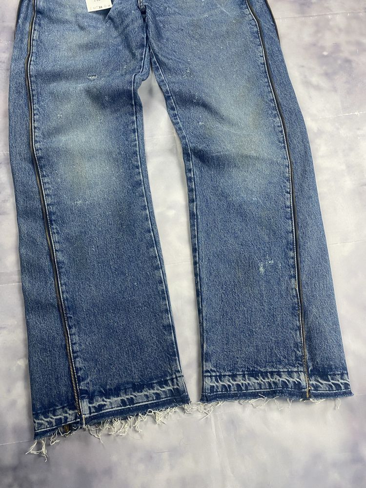 !РОЗПРОДАЖ Zara Flared Zipper Blue Baggy Flare Rick Owens Type Jeans