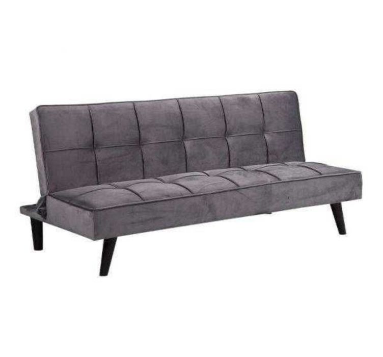 Sofá-cama cinzento tipo veludo - excelente estado
