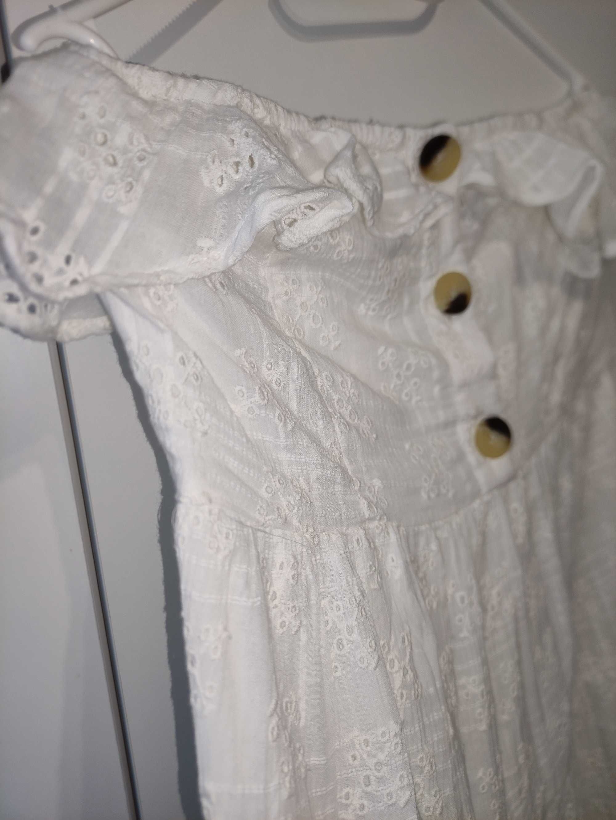 Sukienka na lato ASOS 38 z falbanką koronka hiszpanka biała