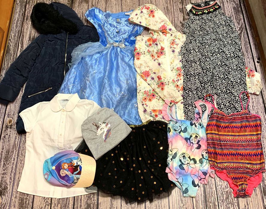 Пакет фирменных вещей для девочки 7-8 лет, 122-128 см(10 шт.)