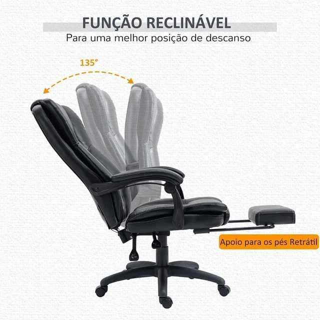 Cadeira de Escritório 6 Pontos de Massagem 68,5x68,5x119-127cm Preto