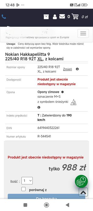 4szt -JakNOWE!-Nokian 8.2mm Hakkapeliitta 9, 225/40/18, opony zimowe