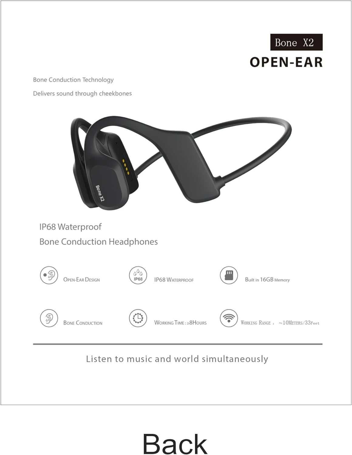 Słuchawki Relxhome X7 Bluetooth do pływania z przewodnictwem kostnym