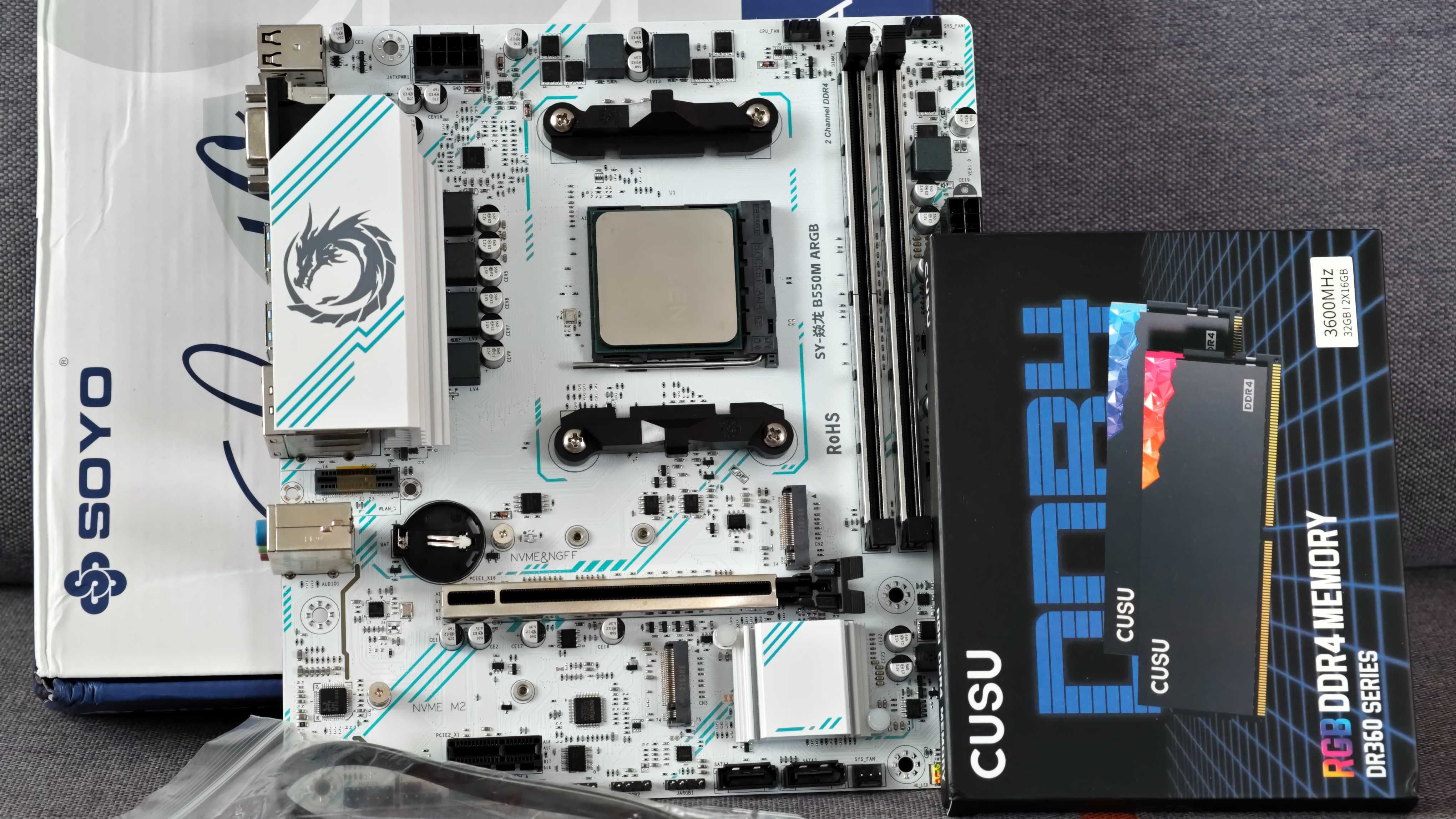 Ryzen 7 3700X (8/16) + SOYO B550M ARGB + 32GB CUSU RGB DDR4 3600MHz