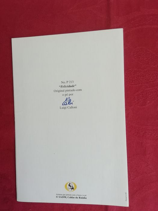 Postal de Boas Festas, pintado com o pé