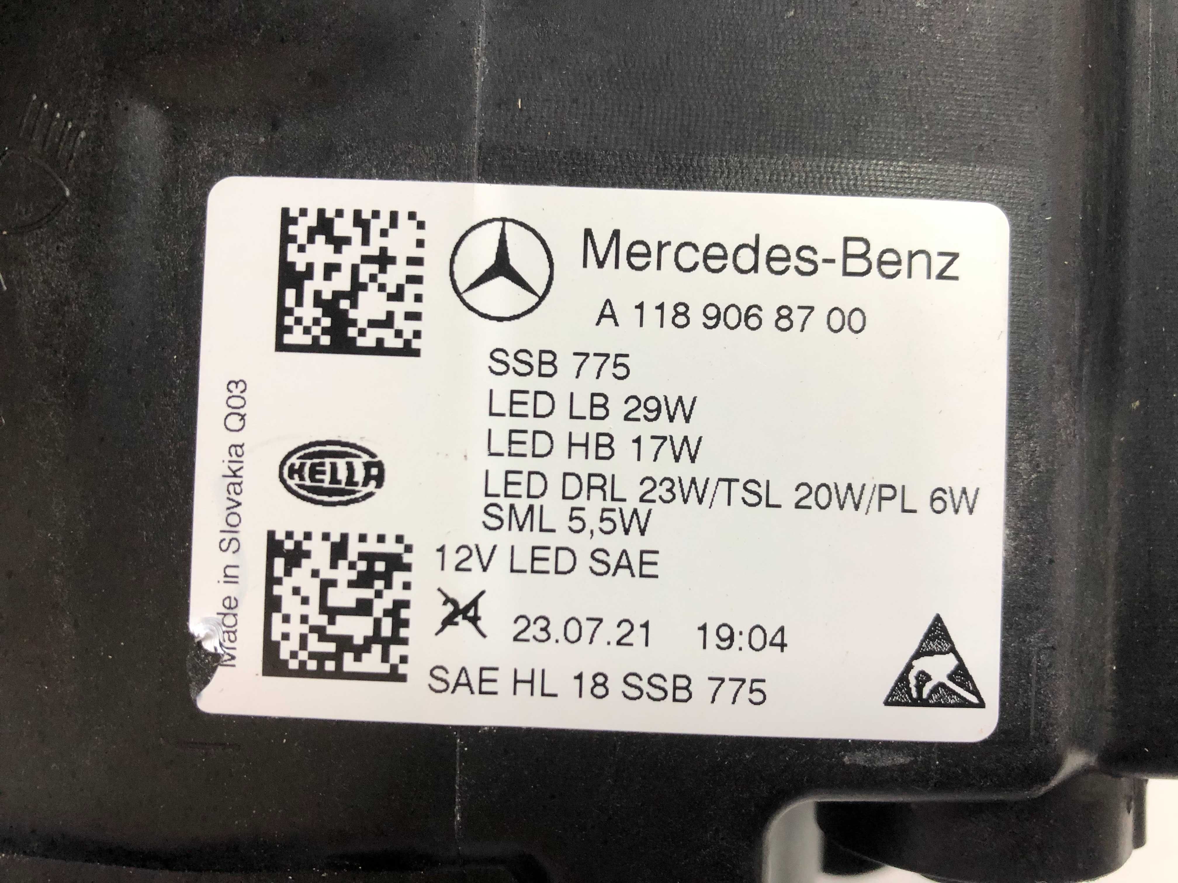 Mercedes CLA w118 Performance A1189068700 A1189068800 фара права ліва