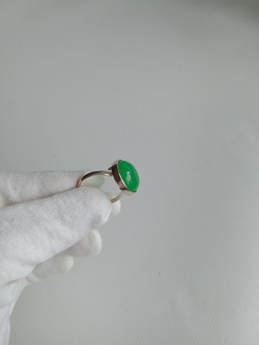 Каблучка срібна з хризопразом