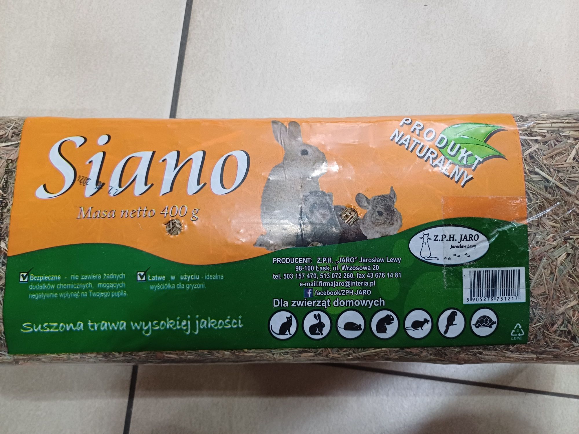Sianko 5x 400g dla Gryzoni, Siano Ściółka Królik Gryzonie Chomik Jaro