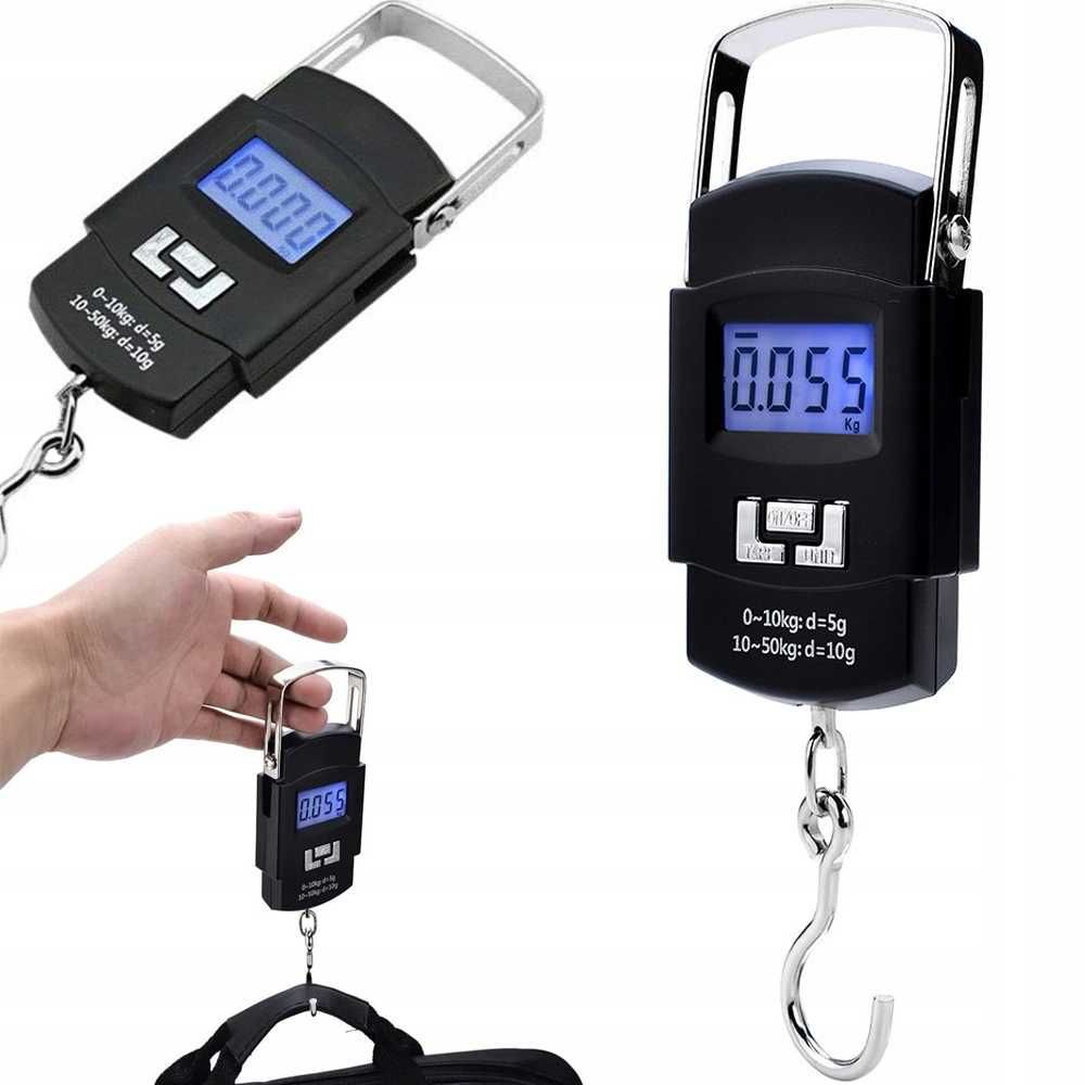 WAGA WĘDKARSKA HAKOWA BAGAŻOWA Podróżna Wisząca elektroniczna LCD 50kg