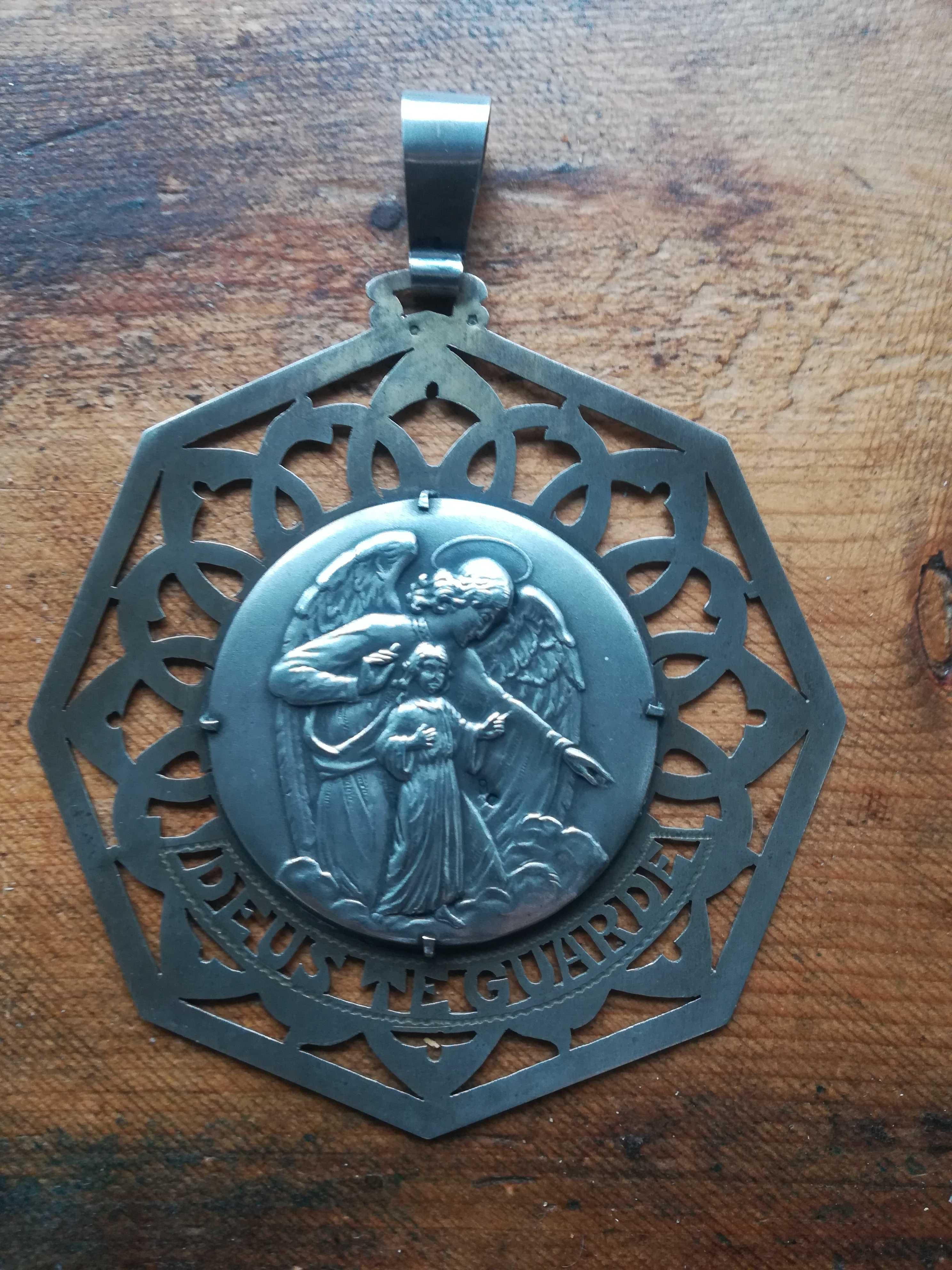 Anjo da guarda medalha prata antiga