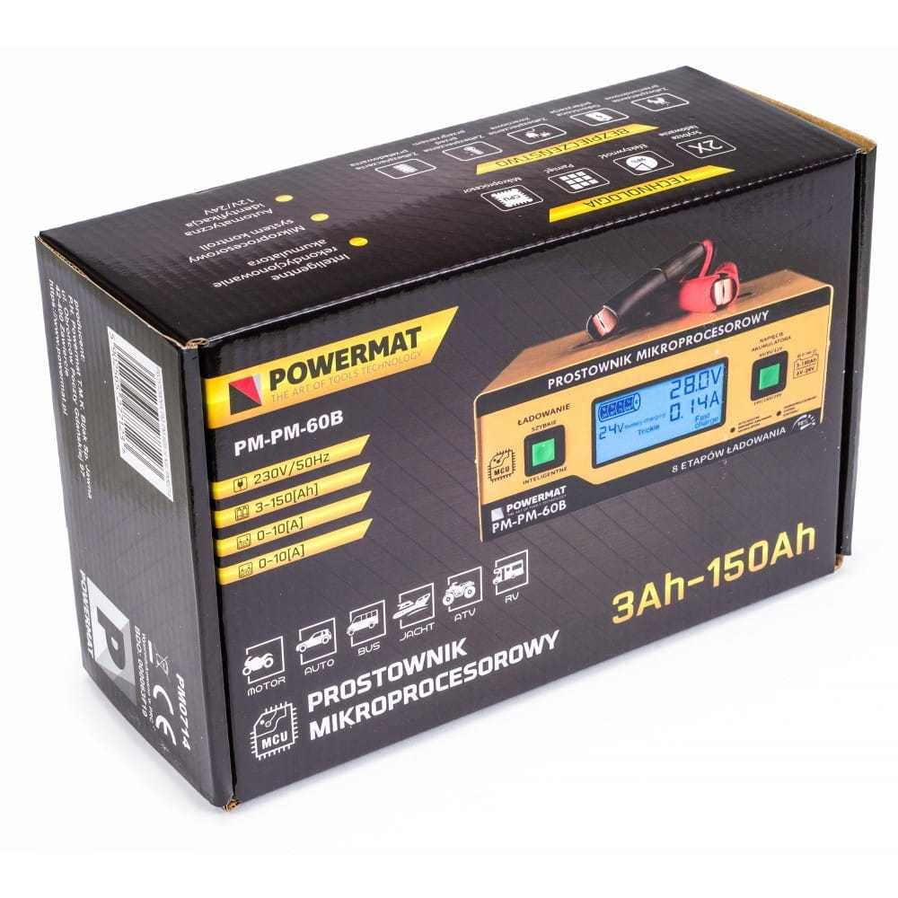 POWERMAT Prostownik Mikroprocesorowy Akumulatorowy 6v - 24v PM0714