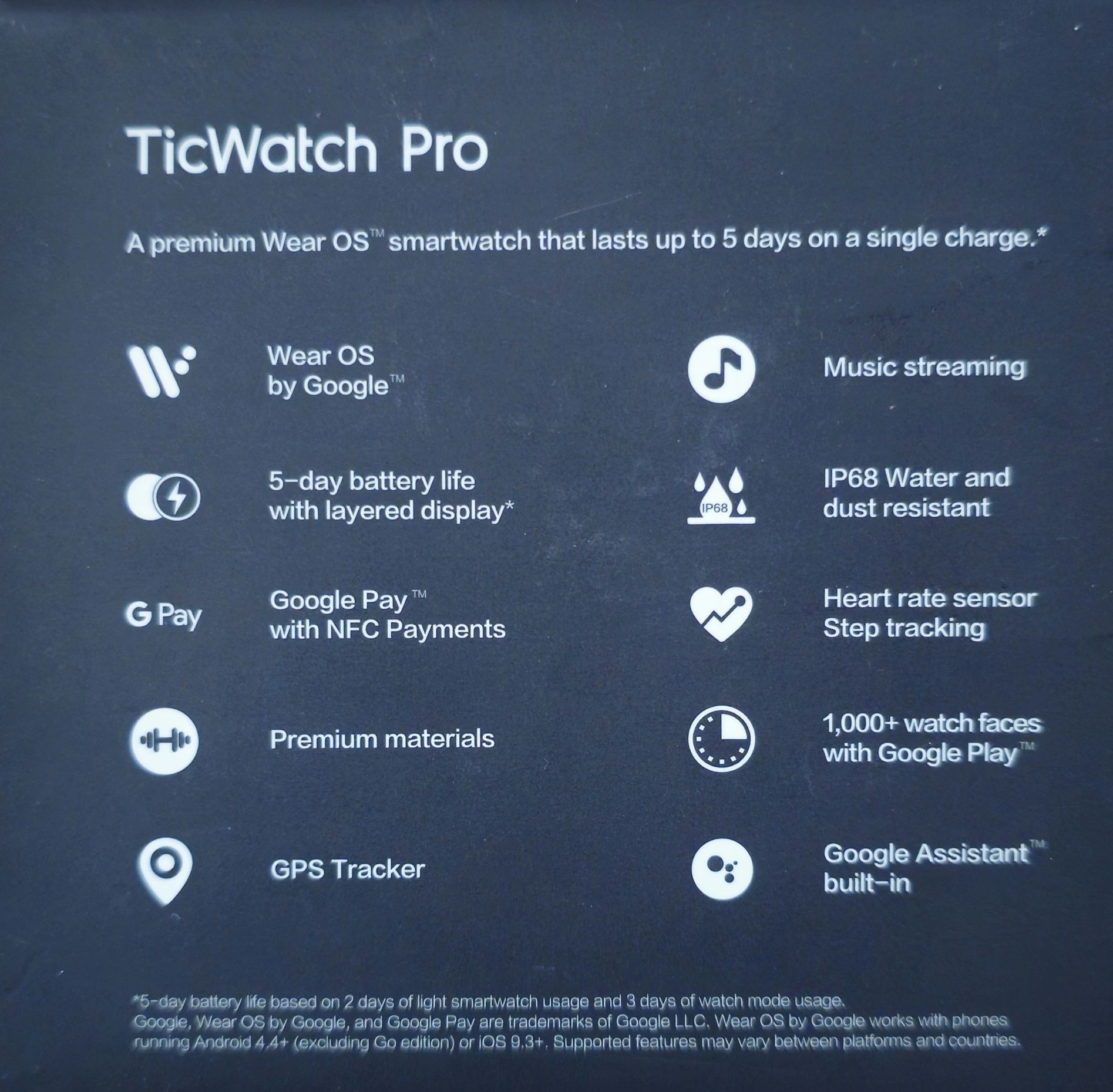 Smartwatch TicWatch Pro. Apenas ligado para testar.