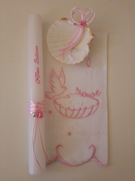 Conjunto Batismo (Vela, Toalha e Concha)