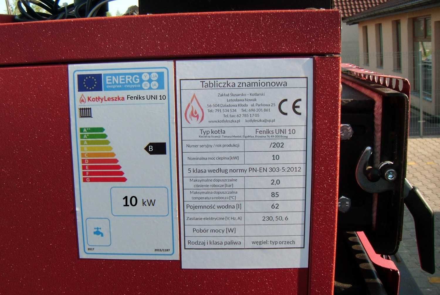 Kocioł piec c.o. 5 klasa UNI 10 kW na węgiel kotlyleszka ecodesign