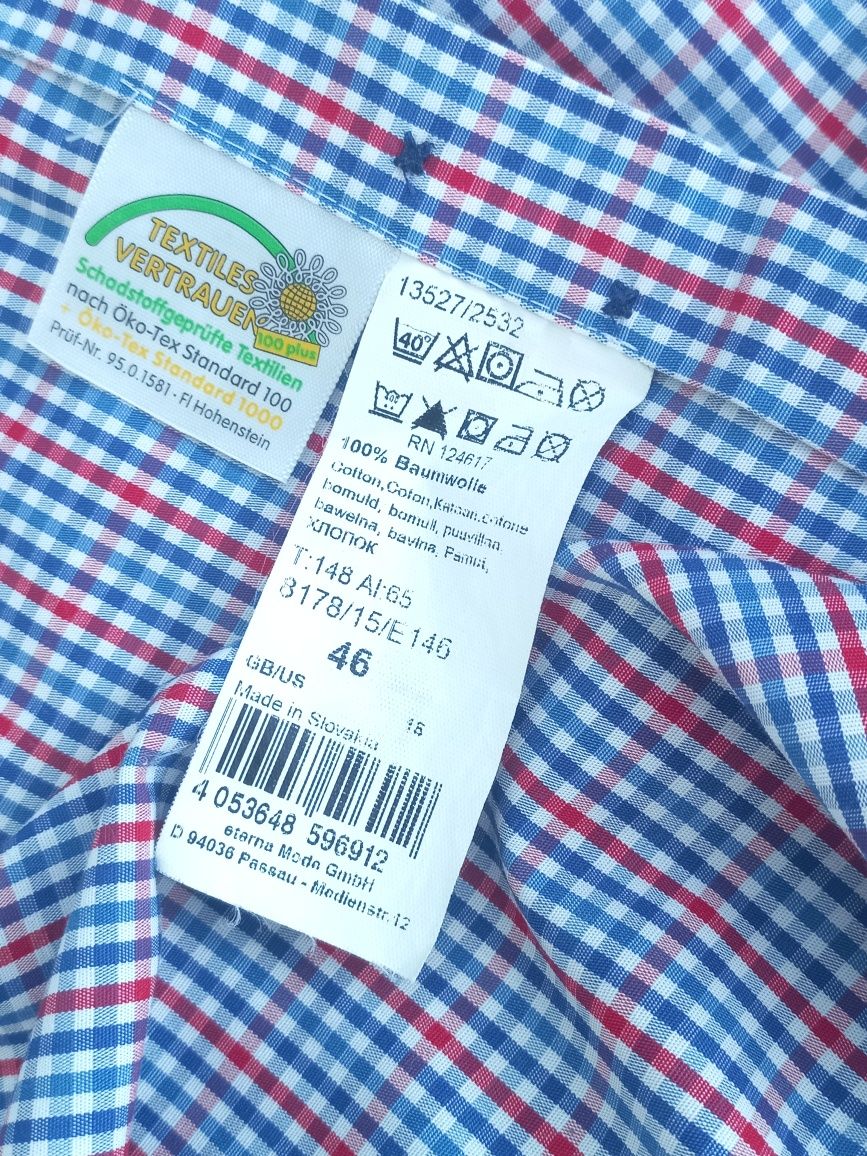 duża - rozmiar 46 kolorowa w kratkę męska koszula Eterna comfort fit