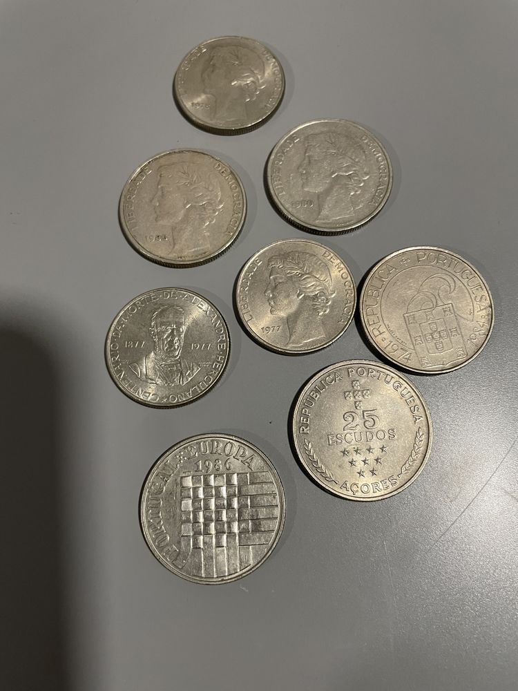 Moedas de 25 escudos - conjunto de 8