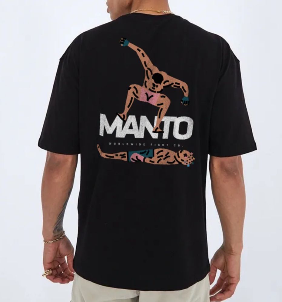 Мужские футболки Manto Logo унисекс манто черная белая MMA Boxing UFC