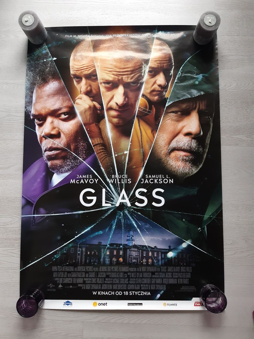 Plakat kinowy z filmu GLASS Samuel L. Jackson , James Mcavoy, Willis