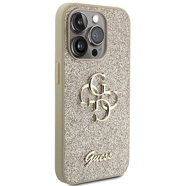 Etui Guess Glitter Script Big 4G na iPhone 15 Pro Max - złote