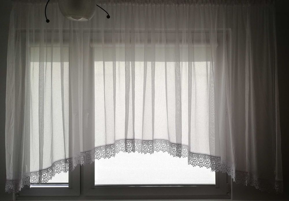 Firana Biała Łuk NOWA wys 149/119 cm szer 220/460 cm delikatna wysyłka