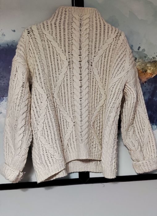 Sweter Massimo dutti wełna warkocze