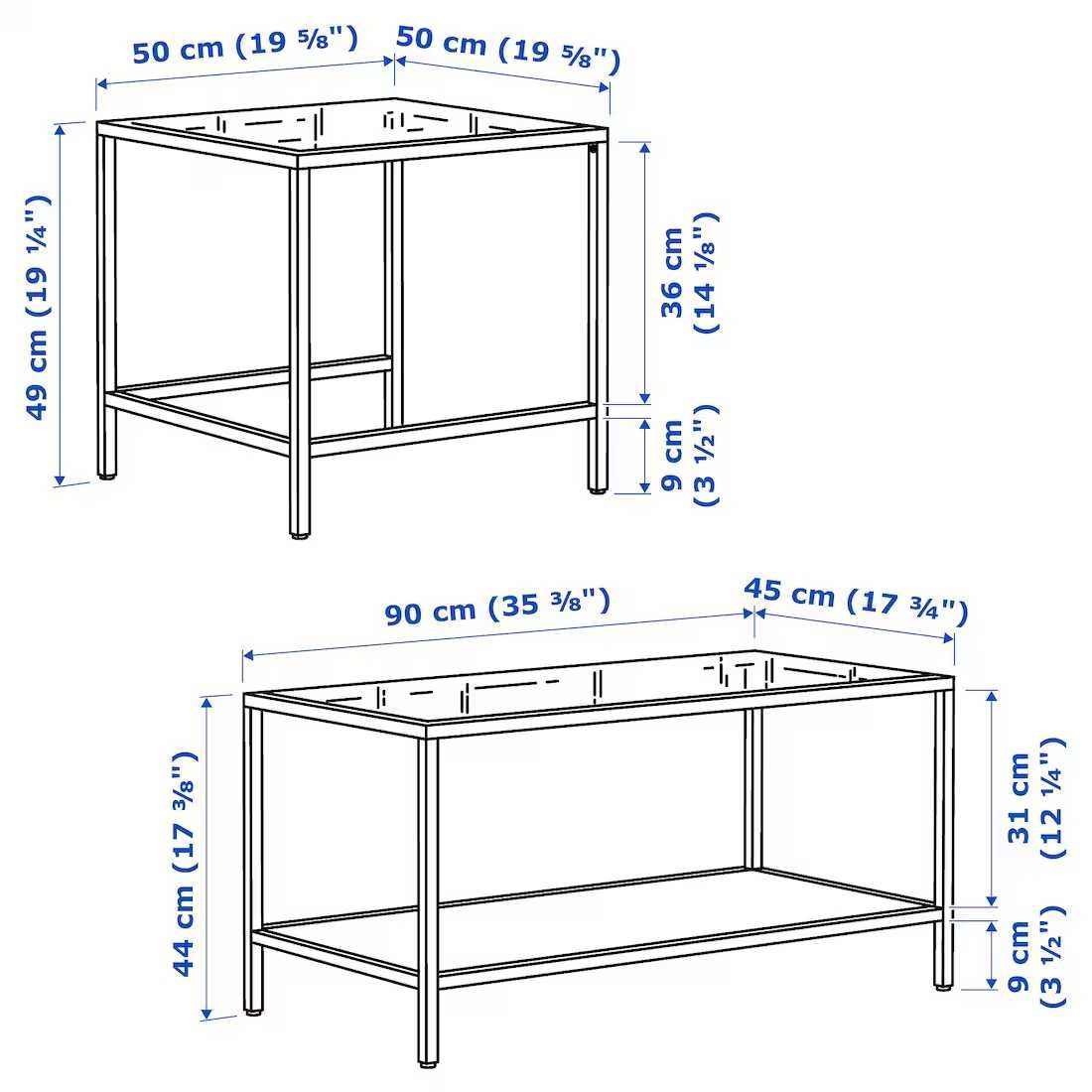 Zestaw stolików kawowych Vittsjo Ikea