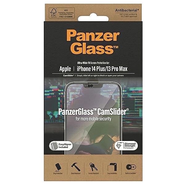 Szkło hartowane PanzerGlass Ultra-Wide Fit antybakteryjne z zaślepką n