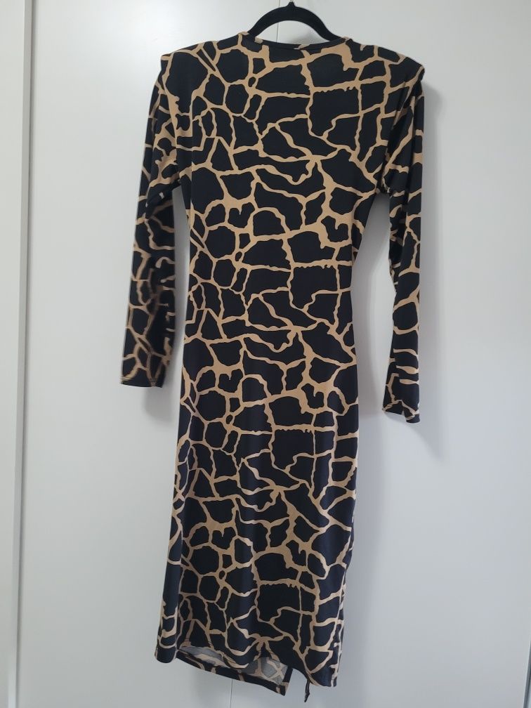 włoska sukienka print żyrafa, dopasowana, ciążowa, pammy r l/xl
